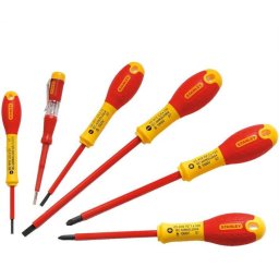 Stanley 0-65-443 Set 6 surubelnite FATMAX izolate VDE, drepte, PZ, tester de tensiune