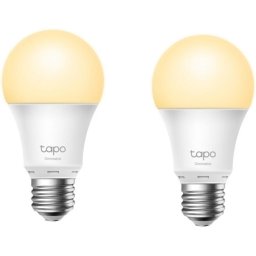Pachet 2 becuri LED inteligente Tapo L510E(2-pack), Wi-Fi, E27, 8.7W (60W), lumina calda (2700K), compatibil Amazon Alexa si Google Assistant, reglarea intensitatii luminii, clasa energetica F