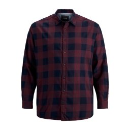 Jack & Jones Plus Cămașă 'JJEGINGHAM' roșu vin / negru
