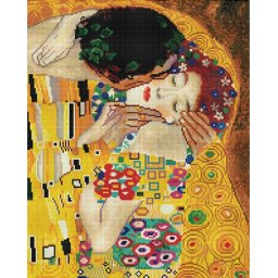 Set goblen cu diamante, cu sasiu, Sarutul - G. Klimt, 40x50 cm
