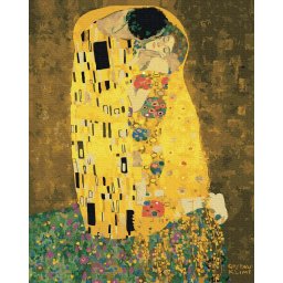 Set pictura pe numere, cu sasiu, Sarutul - Klimt, 40x50 cm