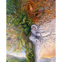 Set pictura pe numere, cu sasiu, Copacul anotimpurilor - Josephine Wall, 40x50 cm