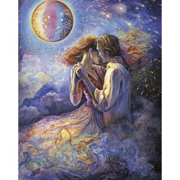 Set goblen cu diamante, cu sasiu, Dragostea pluteste in aer - Josephine Wall, 40x50 cm