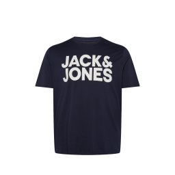 Jack & Jones Plus Tricou 'JJECorp' bleumarin / alb