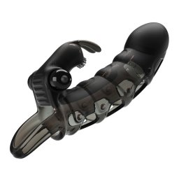 Pretty Love Cuper Penis Sleeve + Rabbit Vibrator Black