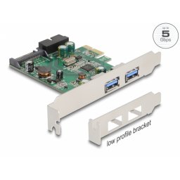 PCI Express la 2 x USB 3.2 Gen1-A + pin header 19 pini LPFF, Delock 90096