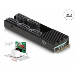 Convertor M.2 2280 Key B+M la 5 x SATA cu racire, Delock 64051