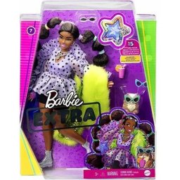 Mattel Barbie Extra GXF10 - Papusa Extra Style Coafura moderna în bluză mov si catelus