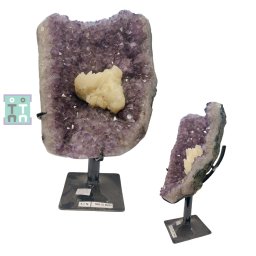 Ametist cu Calcit Druzy Spartura Bruta Naturala Brazilia cu Suport - 37x25x21 cm - Unicat