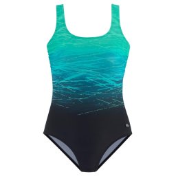 LASCANA Costum de baie întreg verde petrol / verde jad / negru