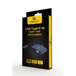 A-USB3C-HDMIVGA-01 USB Type-C to HDMI + VGA display adapter, space grey, 0,15m