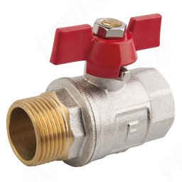 Robinet trecere din alama pt. apa PN25, 1" FI-FE cu sfera si fluture