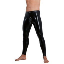 LateX Latex Leggings with Penis Sleeve Black S