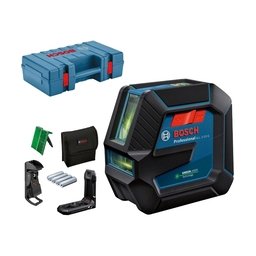 Bosch - GLL 2-15 G + LB 10 + DK 10 - Nivela laser cu linii, 15 m, +/-0.3 mm/m, 2 linii laser, fascicul verde, suport perete, valiza plastic