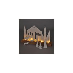 Decorațiune LED de Crăciun LED/2xAAA lemn sat Solight 1V253