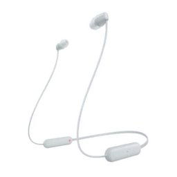 Casti In-Ear Sony WI-C100W, Wireless, Bluetooth, IPX4, Microfon, Fast pair, Autonomie 25 ore, Alb