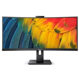 Monitor VA LED Philips 34" 34B1U5600CH, WQHD 3440 x 1440, HDMI, DisplayPort, Ecran curbat, Boxe Negru