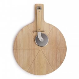 Set platou din lemn si cutit pentru servire pizza Livoo MES138