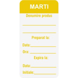 Etichete personalizate, MARTI - Zilele Saptamanii 25x54 mm, 1000 buc rola
