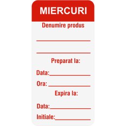 Etichete personalizate, MIERCURI - Zilele Saptamanii 25x54 mm, 1000 buc rola