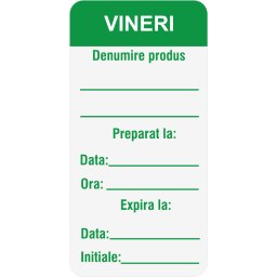 Etichete personalizate, VINERI - Zilele Saptamanii 25x54 mm, 1000 buc rola