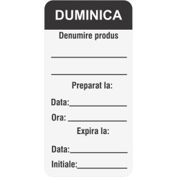 Etichete personalizate, DUMINICA- Zilele Saptamanii 25x54 mm, 1000 buc rola