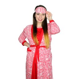 Compleu maternitate, Camasa alaptat + Halat gravide - maneca lunga - 3 piese, Red, Bear