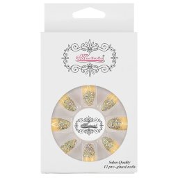 Set 12 Unghii Reutilizabile cu Manichiura Instant 'Salon Quality', Culoare Crem