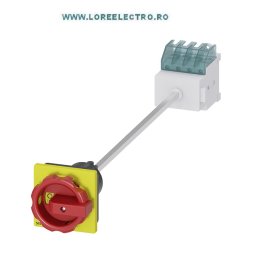 3LD2113-1TL53 intrerupator general 25A, maner rosu Galben, cu actionare de pe usa si cu montaj pe sina SIEMENS 3P+N, 25A, 9,5Kw