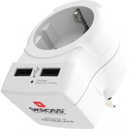 Adaptor priza Europa/Schuko la UK + 2 x USB-A, Skross 1.500280