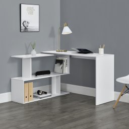 BIA3 - Masa de Birou, 120 cm, office pe colt cu rafturi - Alb sau Gri