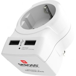 Adaptor priza Europa/Schuko la USA + 2 x USB-A, Skross 1.500281