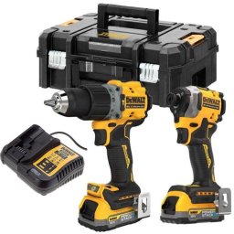 DeWalt Set: Masina de gaurit si Surubelnita cu Impact DCK2050E2T, Powerstack TSTAK II, cu 2 acumulatori