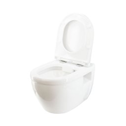 Set vas WC suspendat Dialyma Oval Cleanmann + capac WC Dialyma Slim duroplast antibacterian, cadere lenta, demontare rapida,