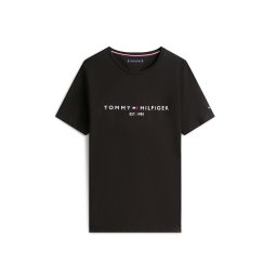 TOMMY HILFIGER Tricou bleumarin / negru / alb