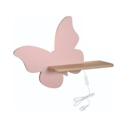 Aplică LED cu raft pentru copii BUTTERFLY LED/5W/230V roz/lemn