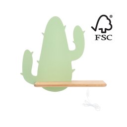 Aplică LED cu raft pentru copii CACTUS LED/4W/230V verde/lemn