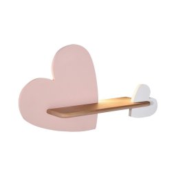 Aplică LED cu raft pentru copii HEART LED/5W/230V roz/alb/lemn