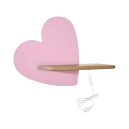 Aplică LED cu raft pentru copii HEART LED/5W/230V roz/lemn