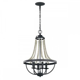 Lustră rustică Nori, 4xE14, D:43,5 cm, metal, lemn, FE-NORI4-DWZ