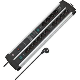 Brennenstuhl Premium-Protect-Line Duo gaming power strip 14-way (black/silver, 120,000 A surge protection, 2x USB-A, 3 meters)