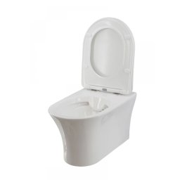 Set vas WC suspendat Lyra Round Cleanmann + capac WC Lyra Slim duroplast antibacterian, cadere lenta, demontare rapida,