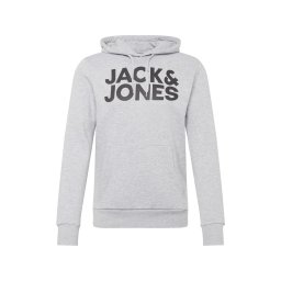 JACK & JONES Bluză de molton gri deschis / negru