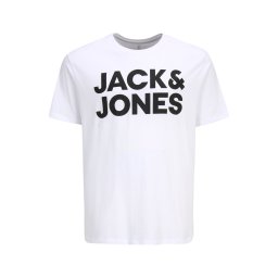 Jack & Jones Plus Tricou 'JJECORP' negru / alb