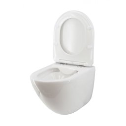 Set vas WC suspendat Eterna Round Cleanmann + capac WC Eterna Slim duroplast antibacterian, cadere lenta, demontare rapida,
