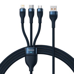 3in1 USB USB 3in1 Flash Series, USB-C + Micro + Lightning 66W, 1.2m (blue)
