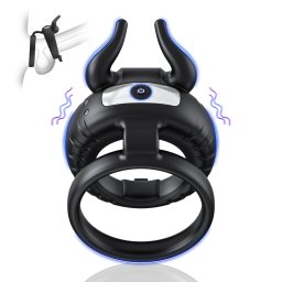 Paloqueth Dual Vibrating Soft Silicone Cock Ring with 10 Powerful Vibrations Black