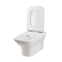Set vas WC suspendat Aurora Rectangular Cleanmann + capac WC Surora Slim duroplast antibacterian, cadere lenta, demontare rapida,