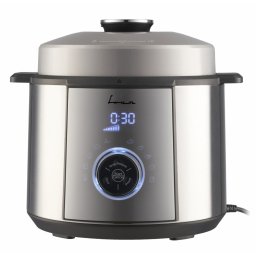Multicooker cu presiune Fram FPCK-R57IX, 1100W, Display LED, Control electronic, 10 programe, Vas aluminiu cu invelis non-stick