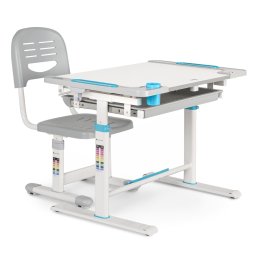 Blumfeldt Tommi XL, set birou și scaun pentru copii, birou reglabil pe înălțime și scaun ergonomic, de la 4 la 10 ani (LUA-Tommi-PKB)
